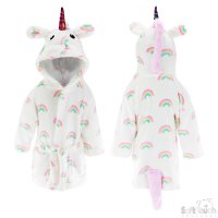 FBR30: Rainbow Unicorn Hooded Robe (0-6 Months)